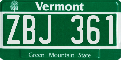 VT license plate ZBJ361