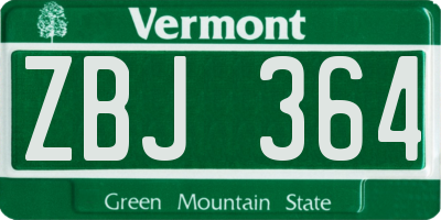 VT license plate ZBJ364