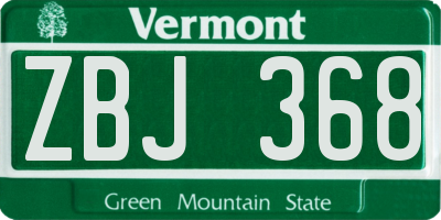 VT license plate ZBJ368