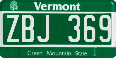 VT license plate ZBJ369