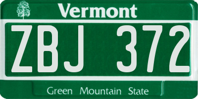 VT license plate ZBJ372