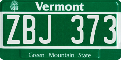 VT license plate ZBJ373