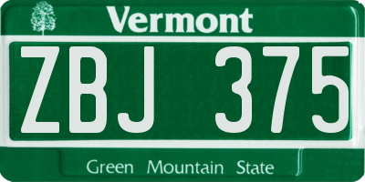 VT license plate ZBJ375
