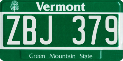 VT license plate ZBJ379