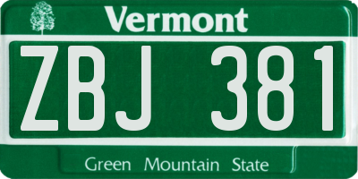 VT license plate ZBJ381
