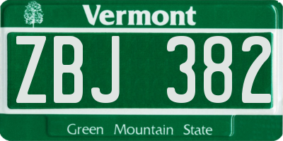VT license plate ZBJ382