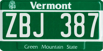 VT license plate ZBJ387