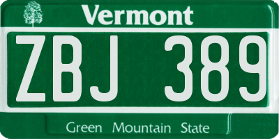 VT license plate ZBJ389
