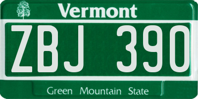 VT license plate ZBJ390