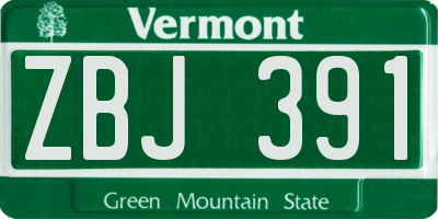 VT license plate ZBJ391