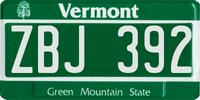 VT license plate ZBJ392