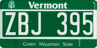 VT license plate ZBJ395