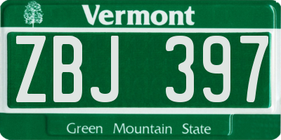 VT license plate ZBJ397