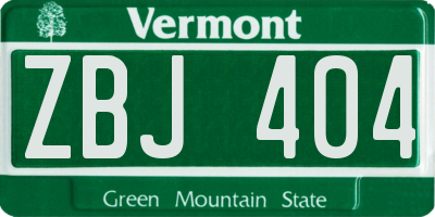 VT license plate ZBJ404