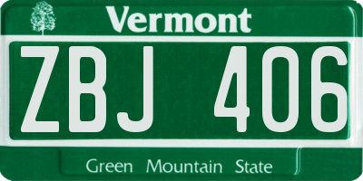 VT license plate ZBJ406