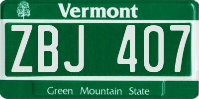 VT license plate ZBJ407