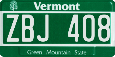 VT license plate ZBJ408