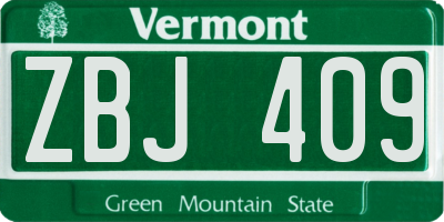 VT license plate ZBJ409