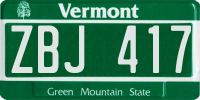 VT license plate ZBJ417