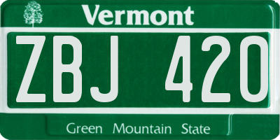 VT license plate ZBJ420