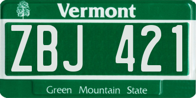 VT license plate ZBJ421