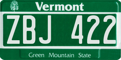 VT license plate ZBJ422