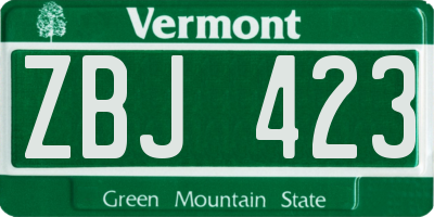 VT license plate ZBJ423