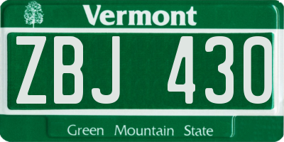 VT license plate ZBJ430