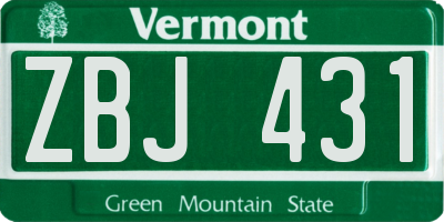 VT license plate ZBJ431
