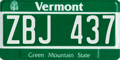 VT license plate ZBJ437