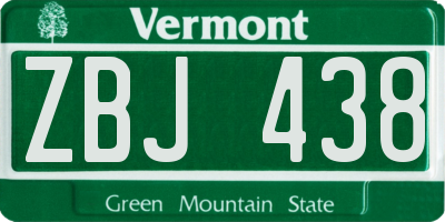 VT license plate ZBJ438