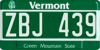 VT license plate ZBJ439