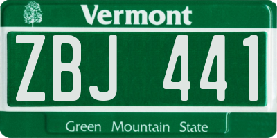 VT license plate ZBJ441