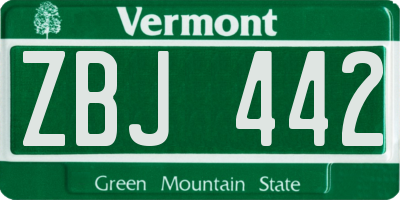 VT license plate ZBJ442