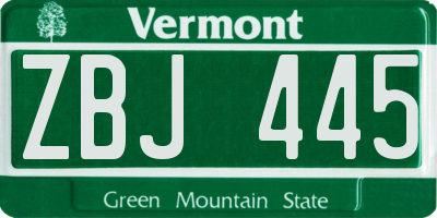 VT license plate ZBJ445