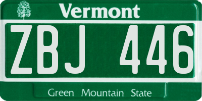 VT license plate ZBJ446
