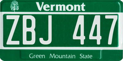 VT license plate ZBJ447