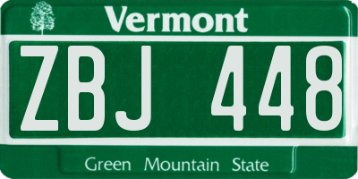 VT license plate ZBJ448