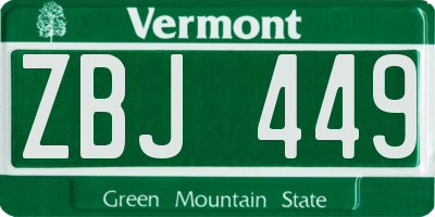 VT license plate ZBJ449