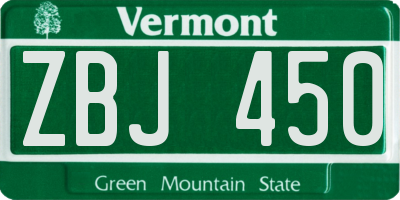 VT license plate ZBJ450