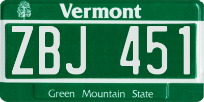VT license plate ZBJ451