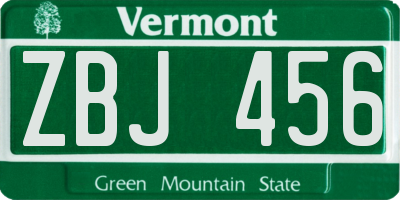 VT license plate ZBJ456