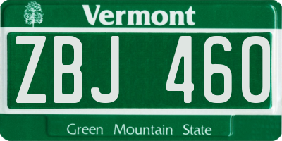 VT license plate ZBJ460