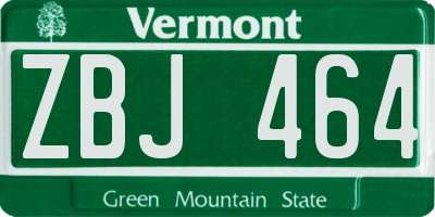 VT license plate ZBJ464