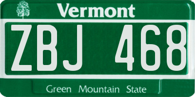 VT license plate ZBJ468