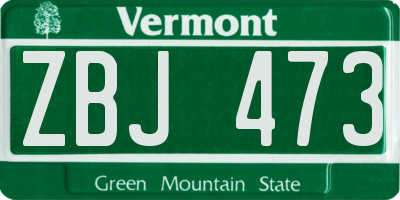VT license plate ZBJ473
