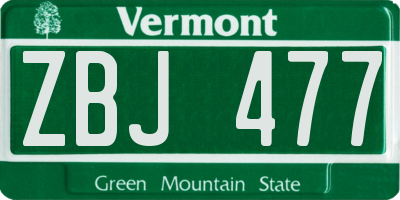 VT license plate ZBJ477