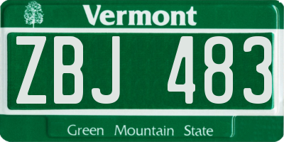 VT license plate ZBJ483