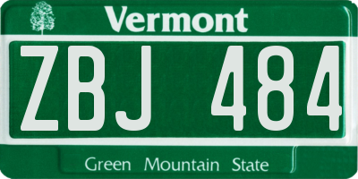 VT license plate ZBJ484
