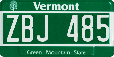VT license plate ZBJ485